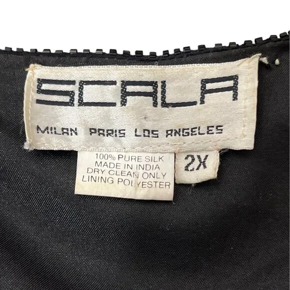 Vintage Scala Sequin Silk Jacket Paisley Beaded Black Purple Pink Blazer Size 2X - Picture 5 of 10